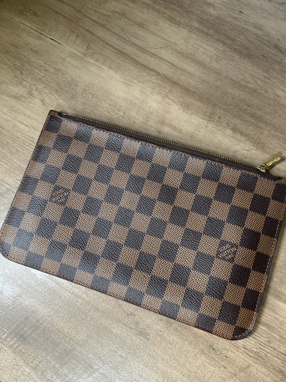 LV Brown Checkered Zip Pouch